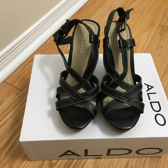 Black Strappy Aldo Wedges - Picture 2 of 3